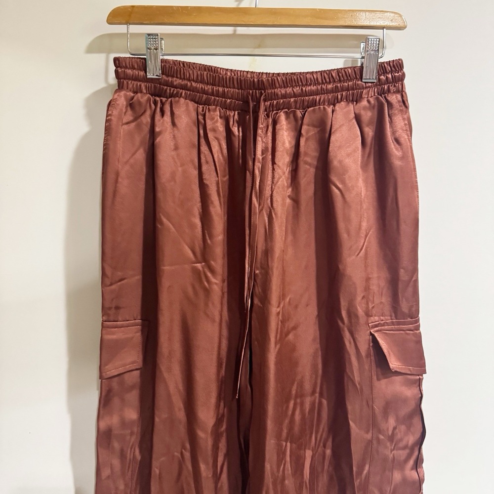 Nation Los Angels Women Medium Rust Copper Satin Cargo Jogger - Picture 5 of 5